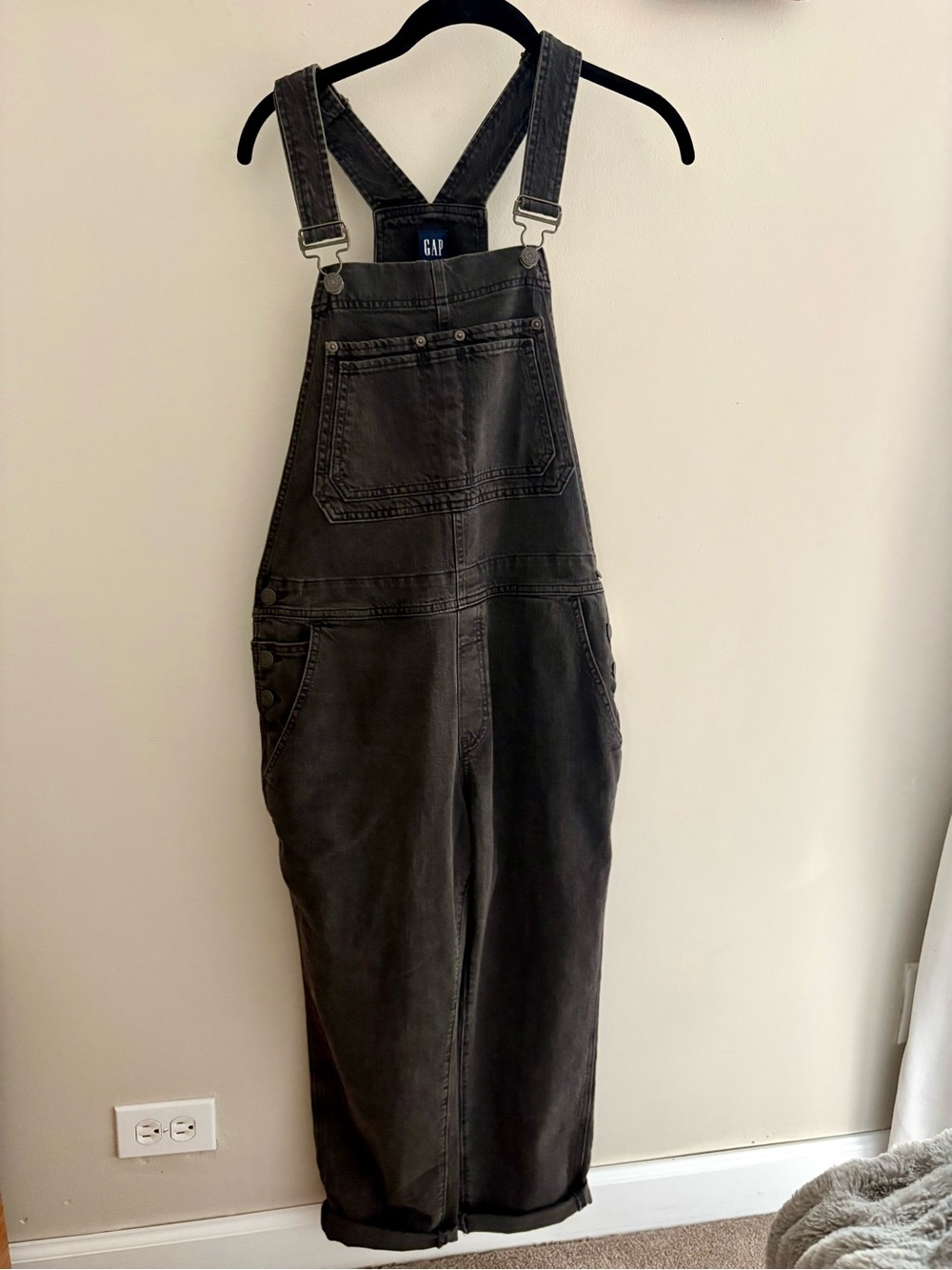 GAP Women's Charcoal Black Denim Overalls